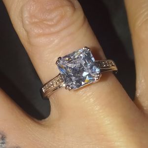 925 Sterling Silver Princess Cut Diamond Ring